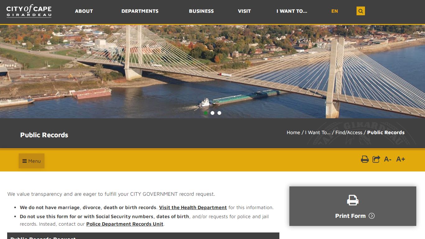 Public Records - City of Cape Girardeau